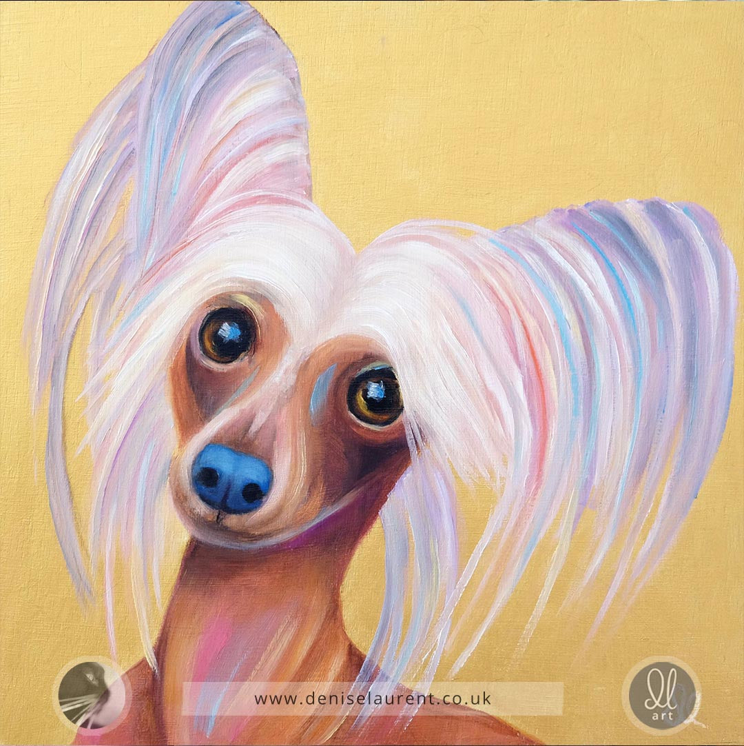 Gunner - 8x8" Chinese Crested Dog Painting