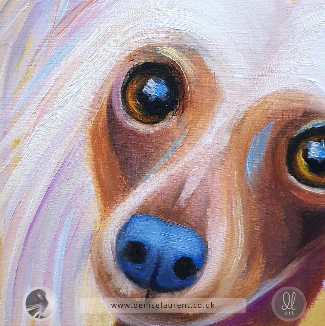 Gunner - 8x8" Chinese Crested Dog Painting