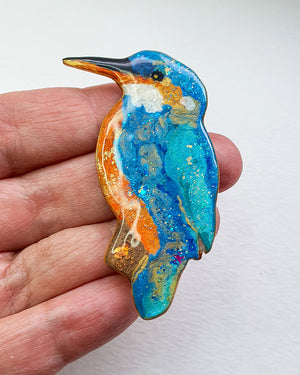 one-of-a-kind kingfisher brooch