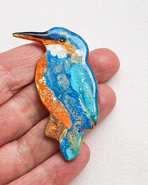 one-of-a-kind kingfisher brooch