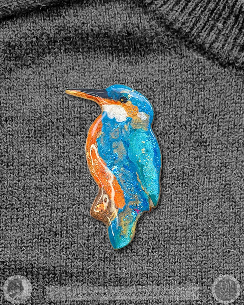 one-of-a-kind kingfisher brooch