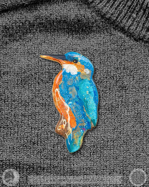 one-of-a-kind kingfisher brooch