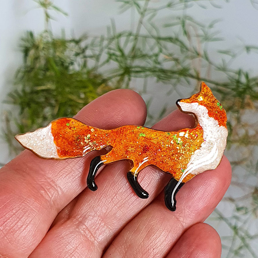 handmade unique fox brooch