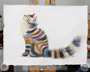 Miss Stripes  - Tabby Cat Watercolour Painting