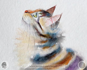 Miss Stripes  - Tabby Cat Watercolour Painting