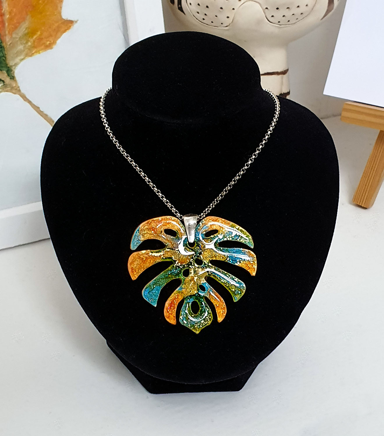 Monstera Double Sided Necklace
