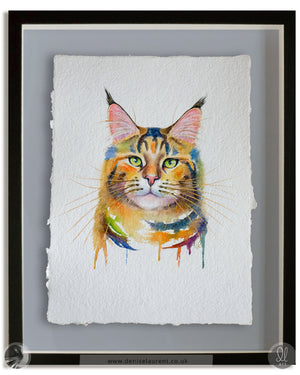 Phoenix - Maine Coon Cat Watercolour