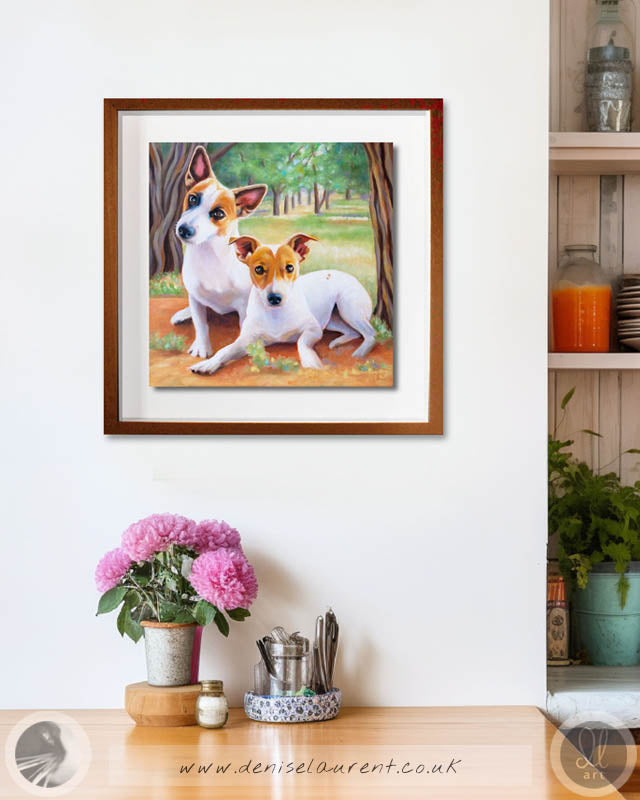 Pickles And Peaches - 12x12 Inch Jack Russell Dog Oil Painting