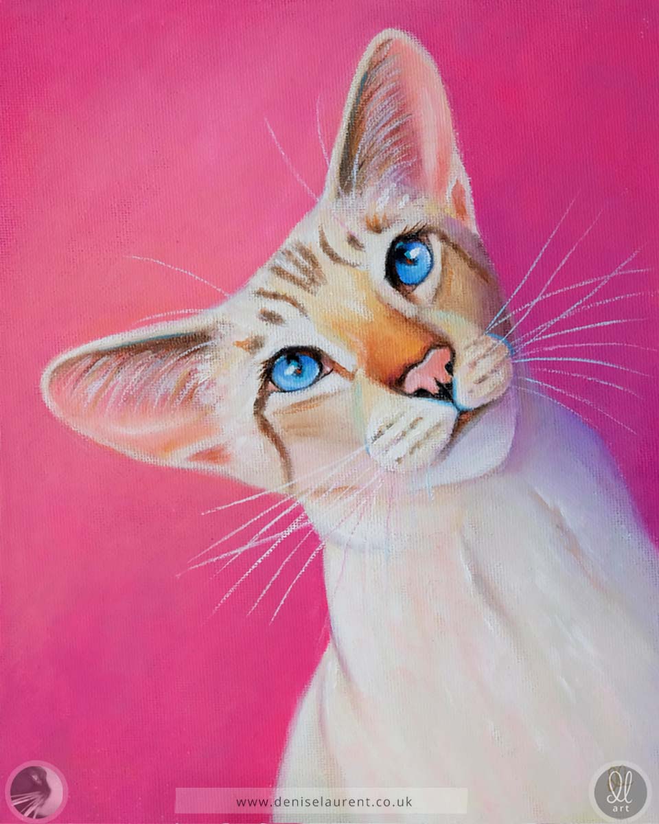 Pretty In Pink - 8x10" Siamese Cat Painting