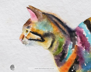 Running Tabby Watercolour Painting