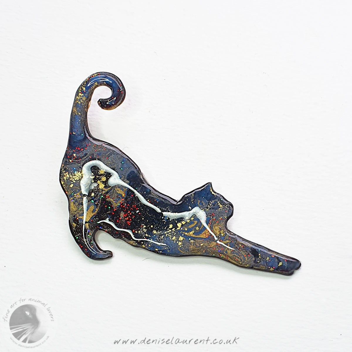 Stretching Cat Brooch No 6