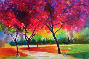 Autumn In Tavistock Square  -18x12" Landscape Painting