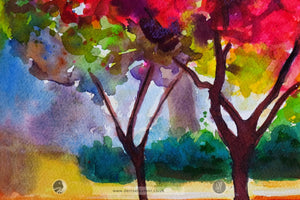 Autumn In Tavistock Square  -18x12" Landscape Painting