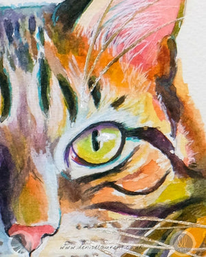 The Supervisor - 16x12" Tabby Cat Watercolour