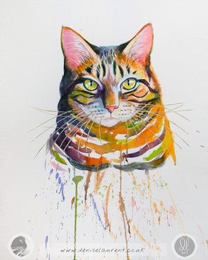 The Supervisor - 16x12" Tabby Cat Watercolour