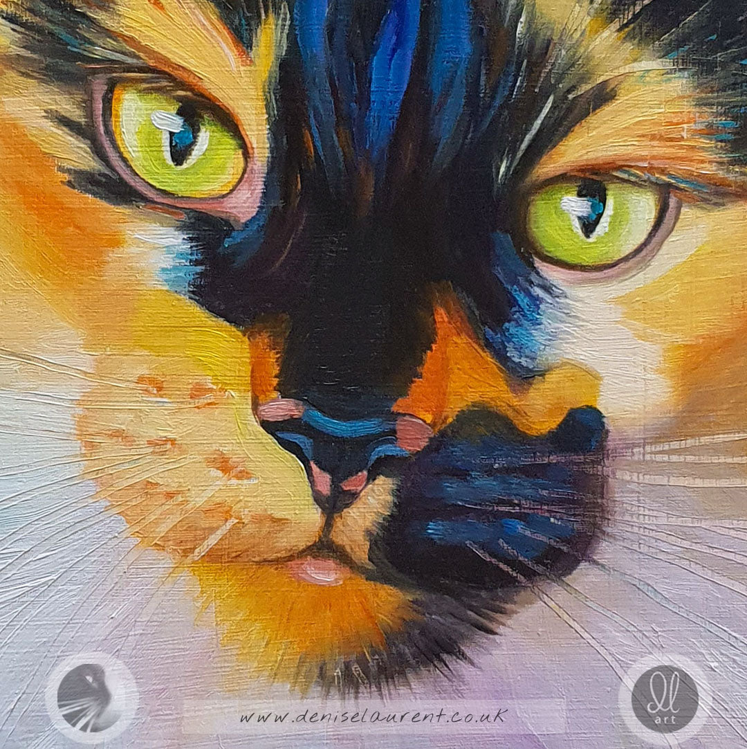 Tori - 8x8" Calico Cat Painting