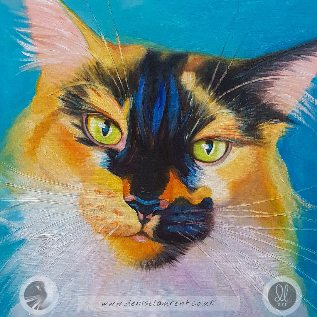 Tori - 8x8" Calico Cat Painting