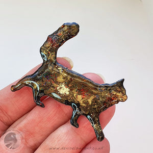Walking Long Haired Cat Brooch No 24