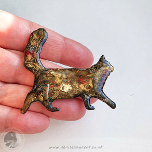 Walking Long Haired Cat Brooch No 24