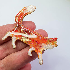 Walking Long Haired Cat Brooch No 26