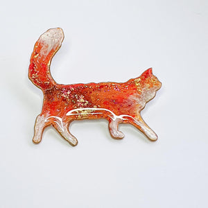 Walking Long Haired Cat Brooch No 26