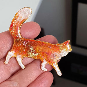 Walking Long Haired Cat Brooch No 26