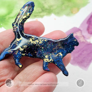 Walking Long Haired Cat Brooch No 28