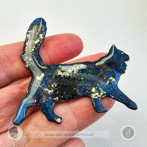 Walking Long Haired Cat Brooch No 28