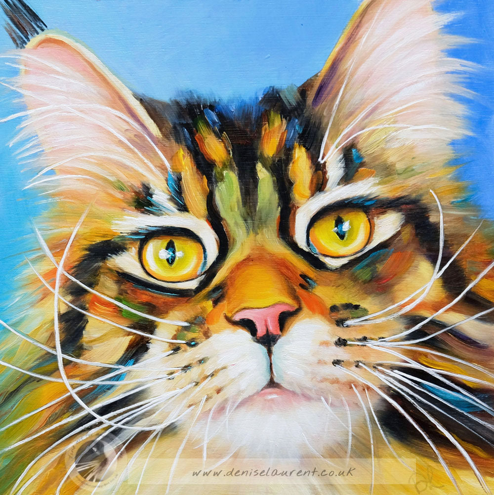 Amber - 8x8" Tabby Cat Painting