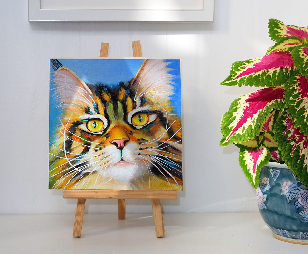 Amber - 8x8" Tabby Cat Painting