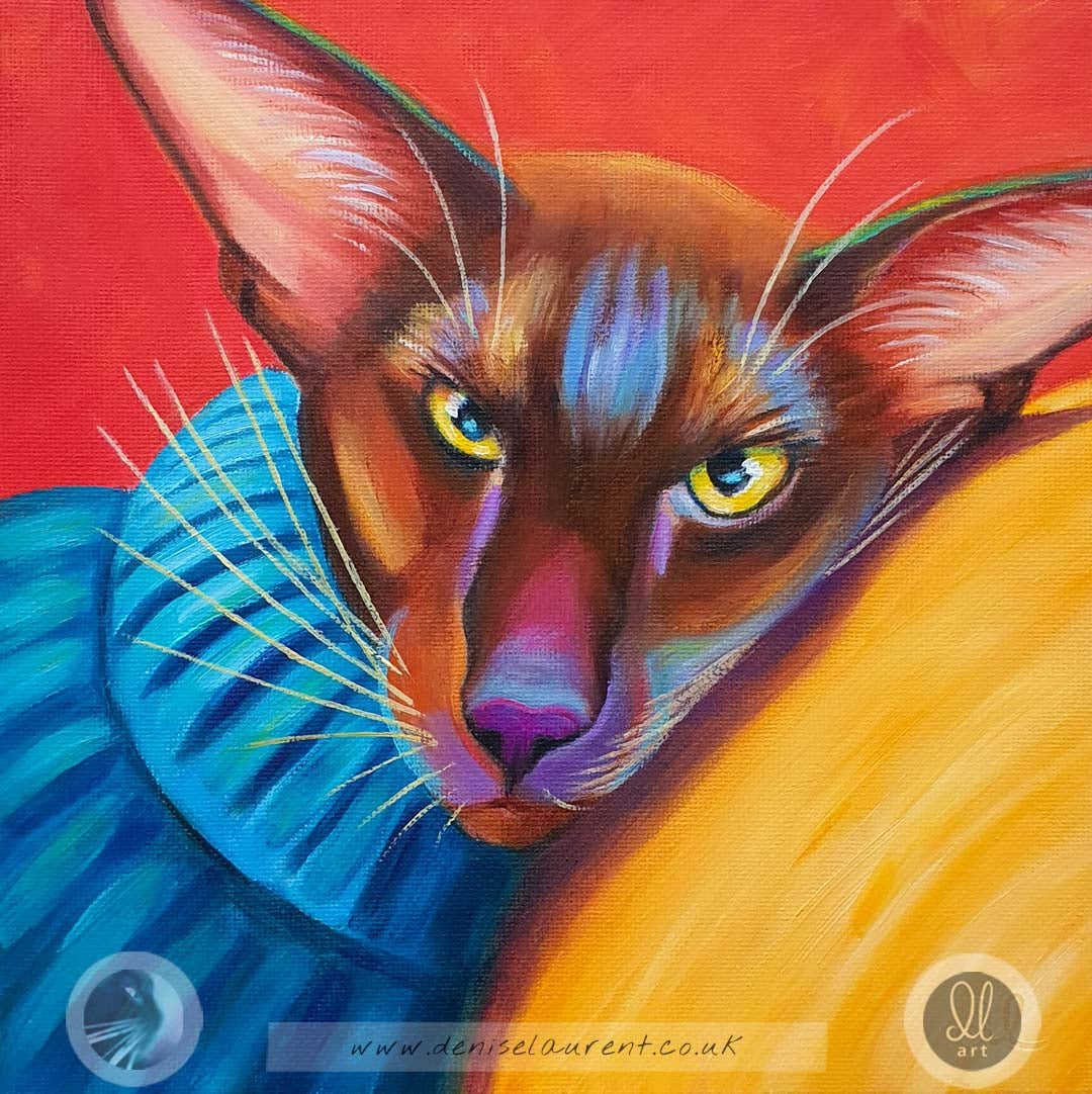 Arlette - 8x8" Oriental Cat Painting