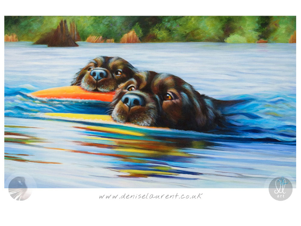 A Swim In The Lake - Labrador Dog Print