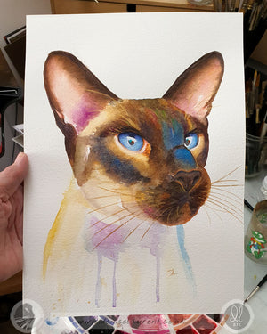 Azure - Siamese Cat Watercolour Painting