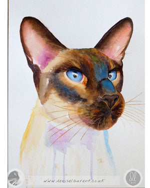 Azure - Siamese Cat Watercolour Painting