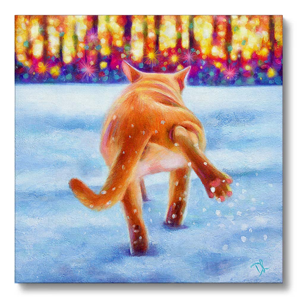 ginger cat in the snow