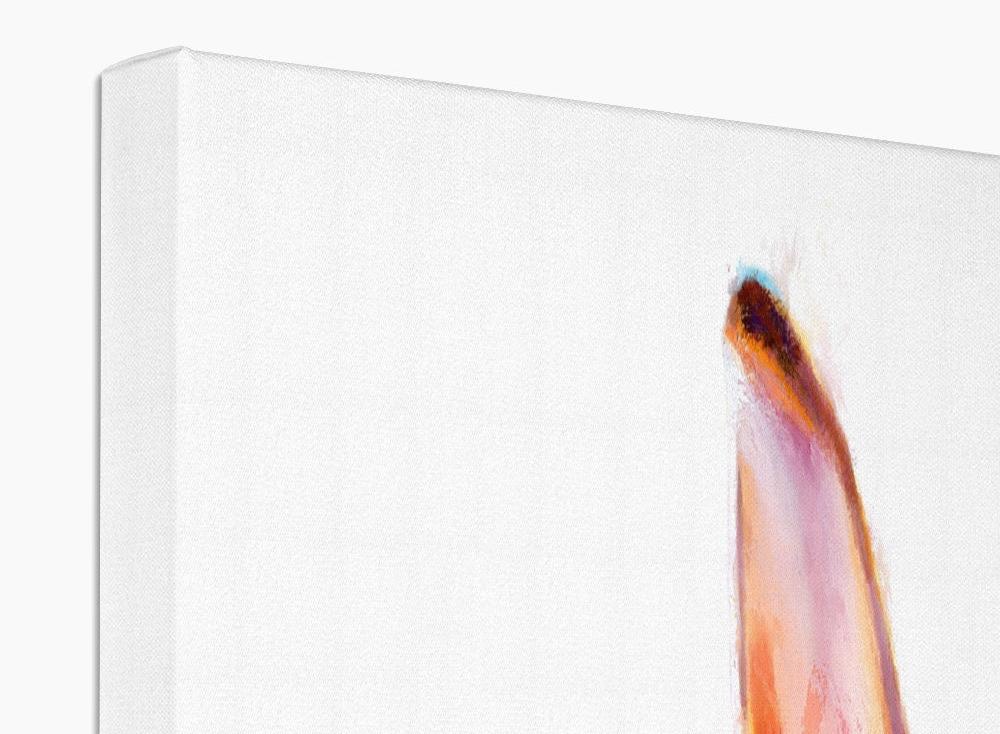 a hare peeking over the frame of the canvas