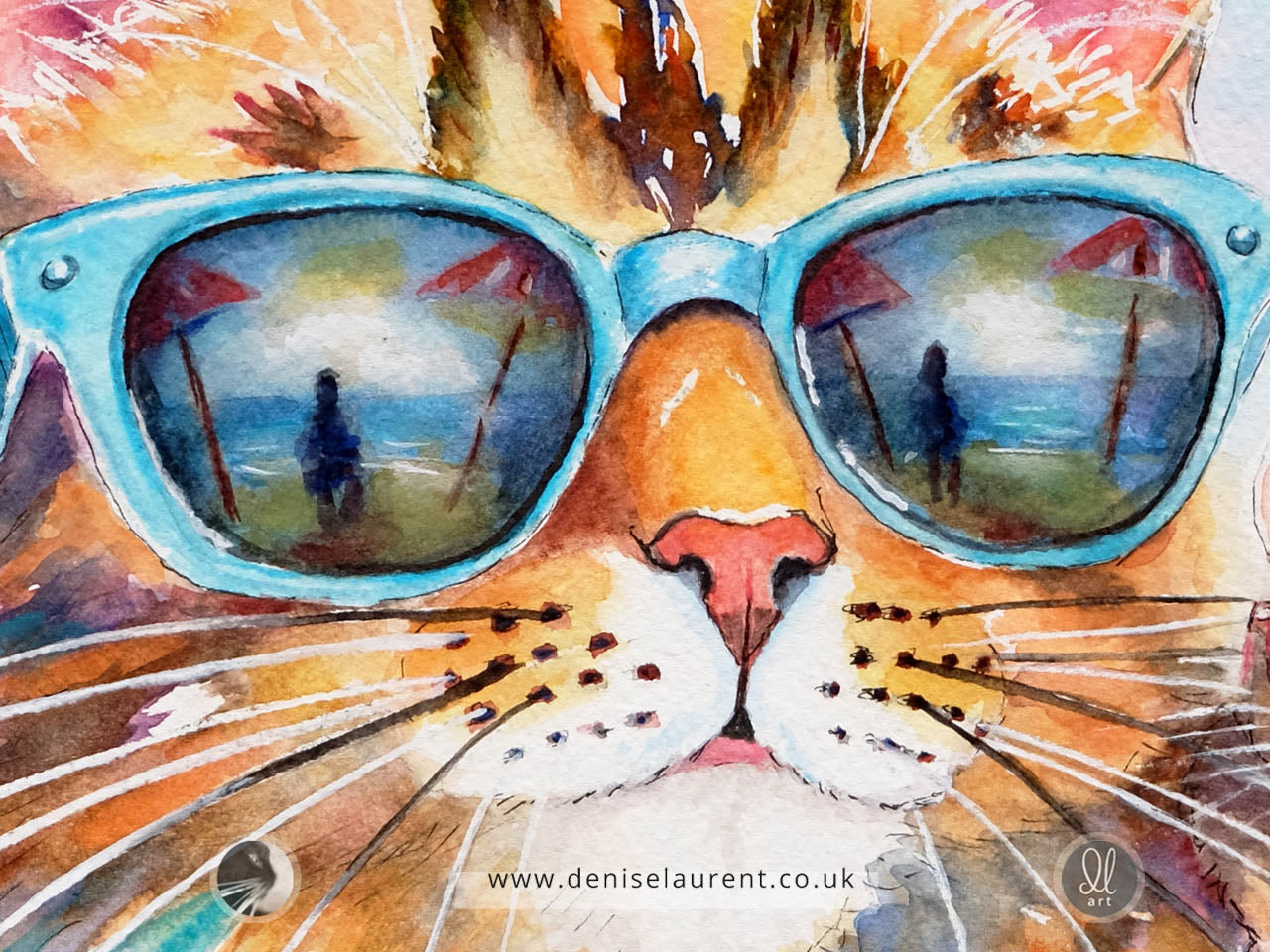 Beach Buddies - Cat & Mouse Watercolour
