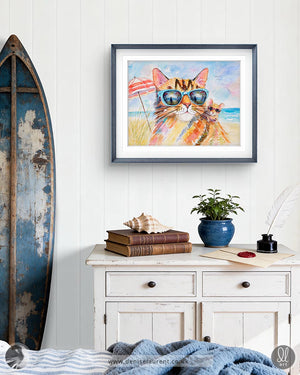 Beach Buddies - Cat & Mouse Watercolour