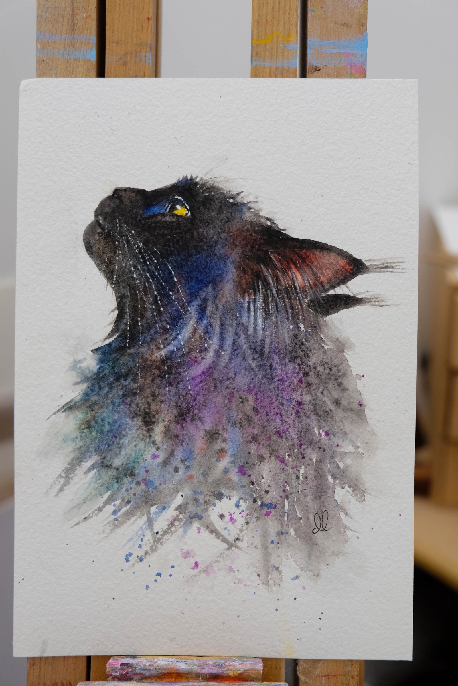 Black Cat profile  - Watercolour