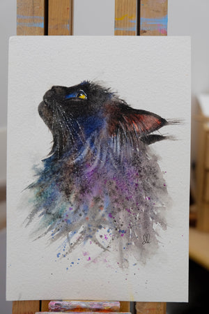 Black Cat profile  - Watercolour