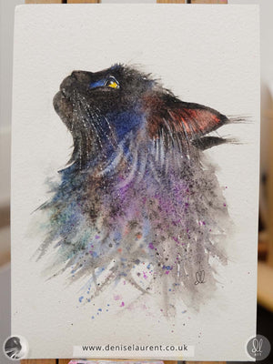 Black Cat profile  - Watercolour