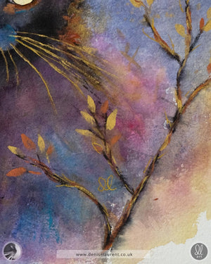 Black Cat Moon - Watercolour