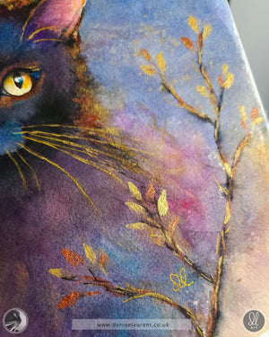 Black Cat Moon - Watercolour