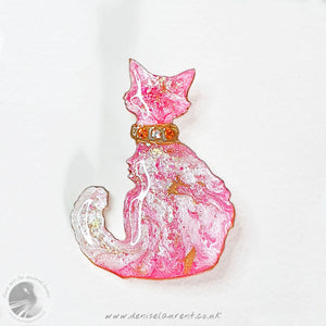 Collar Cat Brooch - Pink