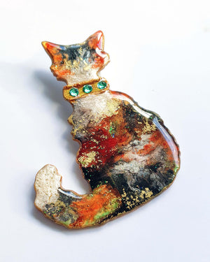 Collar Cat Brooch - Tortie