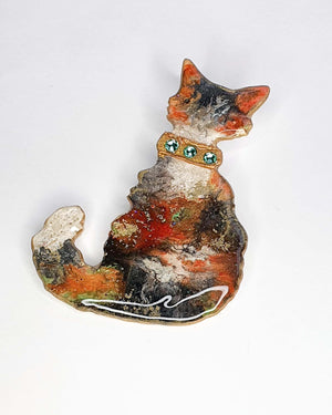 Collar Cat Brooch - Tortie