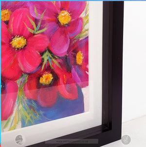 Cosmos 6x6" Framed Floral Oil Painting