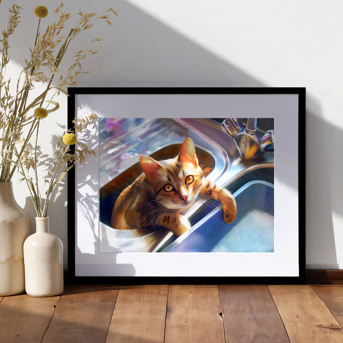 bengal cat in the sink art print