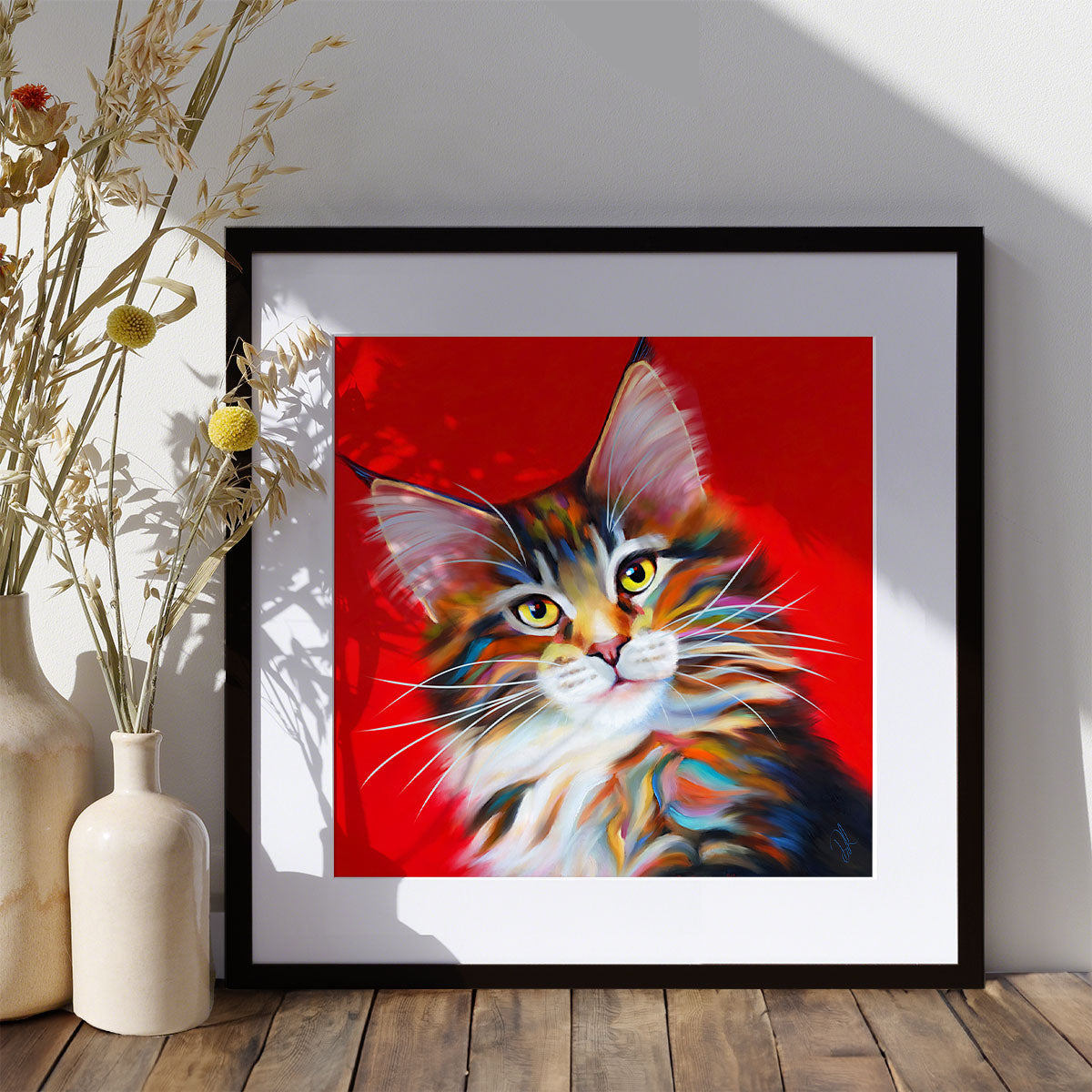 Firecracker - Tabby Maine Coon Cat Art Print