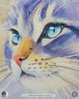 First Snow - Winter Cat Watercolour